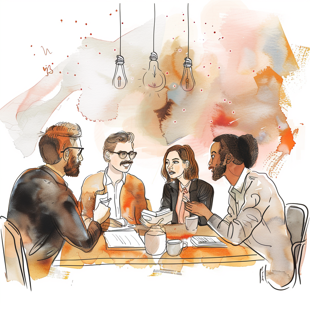 watercolor of a business meeting