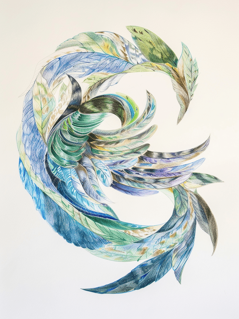 abstract logo with feathers